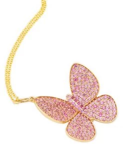 Nina Gilin 14K Yellow Gold & Pink Sapphire Butterfly Pendant Necklace -Deals Apparis Store unnamed file 49