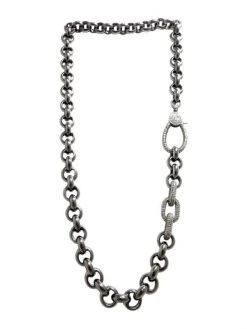 Nina Gilin Black Rhodium-Plated & Diamond Link Necklace