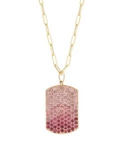 Nina Gilin 14K Yellow Gold & Pink Sapphire Dog Tag Pendant Necklace