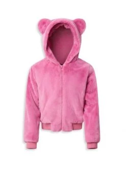 Apparis Little Girl's & Girl's Lily Pluche Faux Fur Jacket For Kids Black