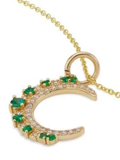 Nina Gilin 14K Yellow Gold, Diamond, & Emerald Crescent Moon Pendant Necklace -Deals Apparis Store unnamed file 68
