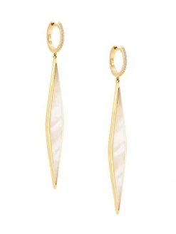 Nina Gilin 14K Yellow Gold, Mother-Of-Pearl, & Diamond Drop Earrings