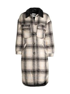 Apparis James Plaid Faux Fur Collar Coat