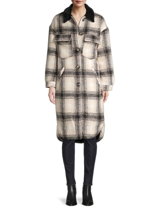 Apparis James Plaid Faux Fur Collar Coat 4 Apparis James Plaid Faux Fur Collar Coat - Image 3