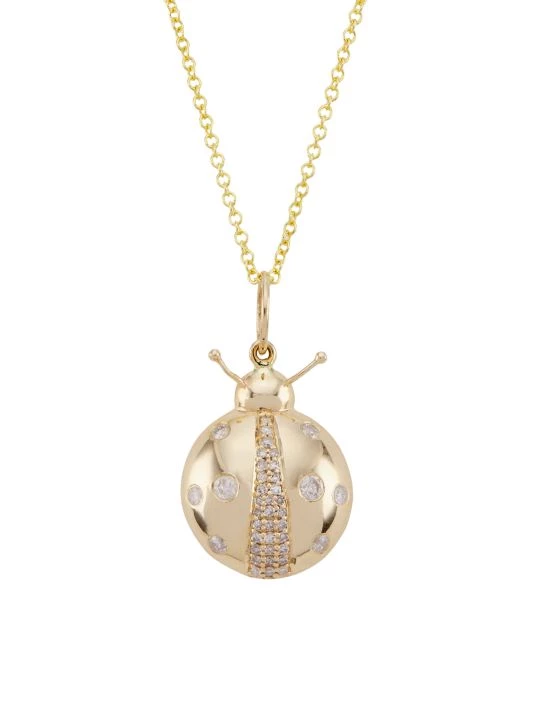 Nina Gilin 14K Yellow Gold & Diamond Ladybug Pendant Necklace 3 Nina Gilin 14K Yellow Gold & Diamond Ladybug Pendant Necklace