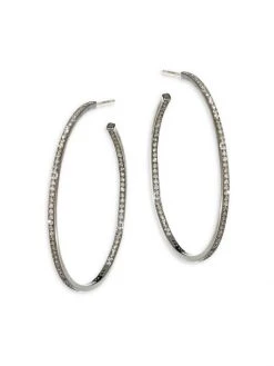 Nina Gilin Diamond Pavé Hoop Earrings/2"